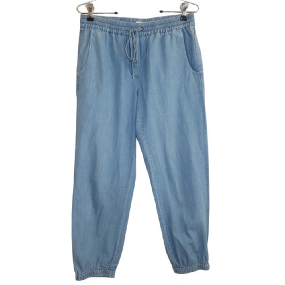 J.Crew Womens XS Light Wash Chambray Blue Elastic Waist Drawstring Jogger Pants